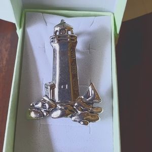 Vintage Lighthouse pin/ pendant Silvertone
